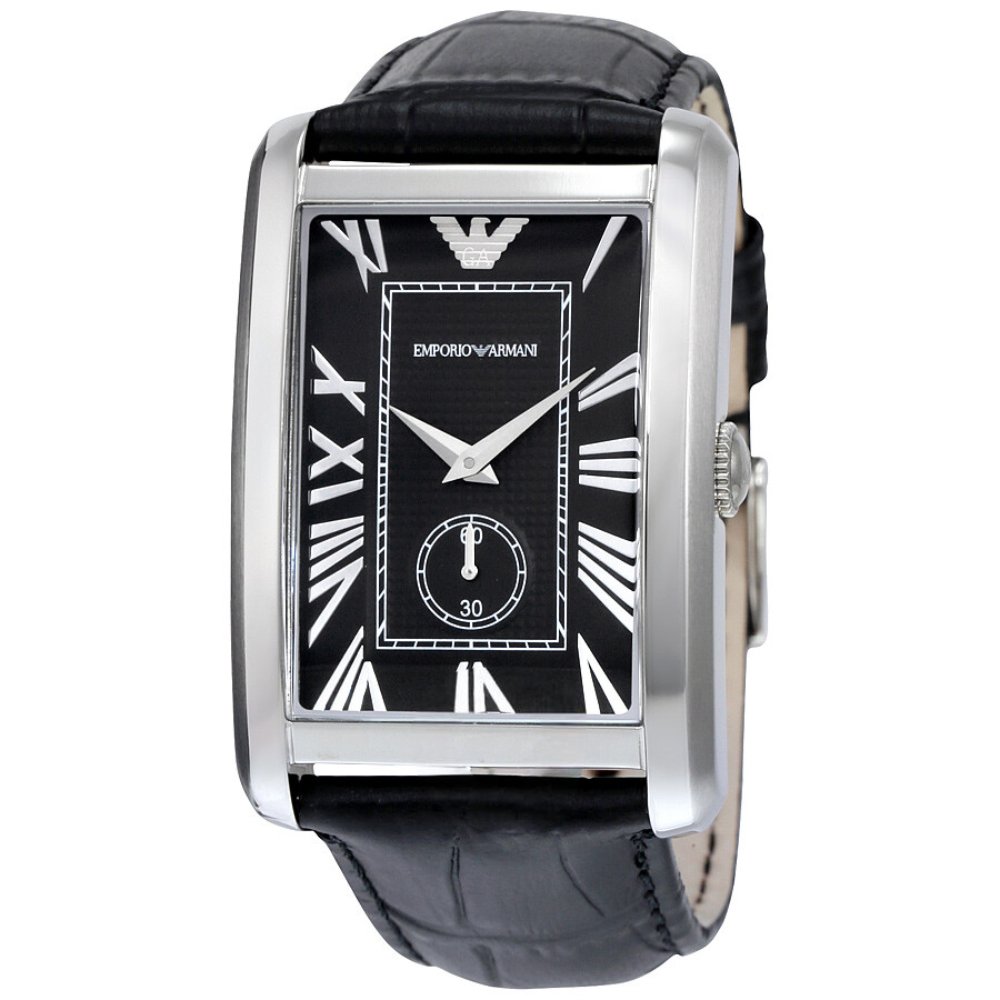 Emporio Armani AR1604 Rectangular Black Dial Men's Watch - WATCH & WATCH