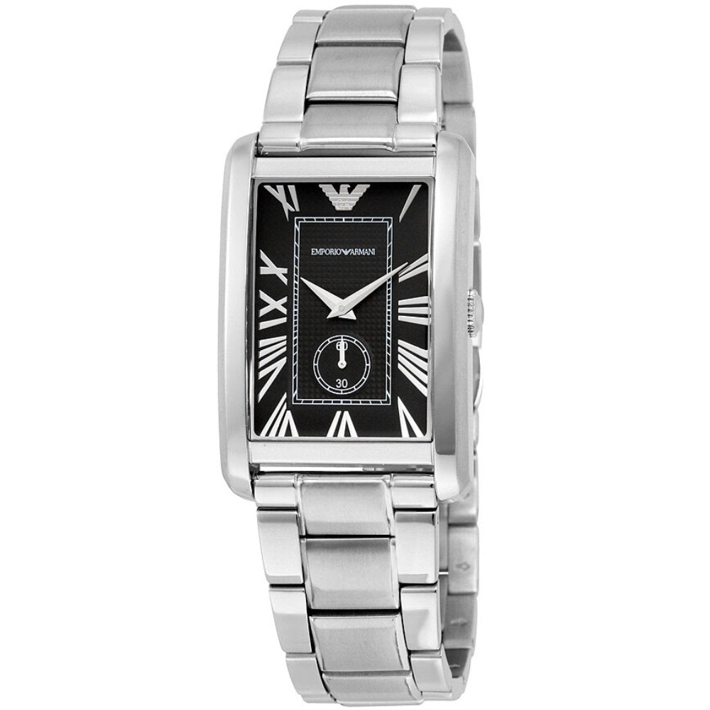 Emporio Armani AR1608 Rectangular Black Dial Men's Watch - WATCH & WATCH