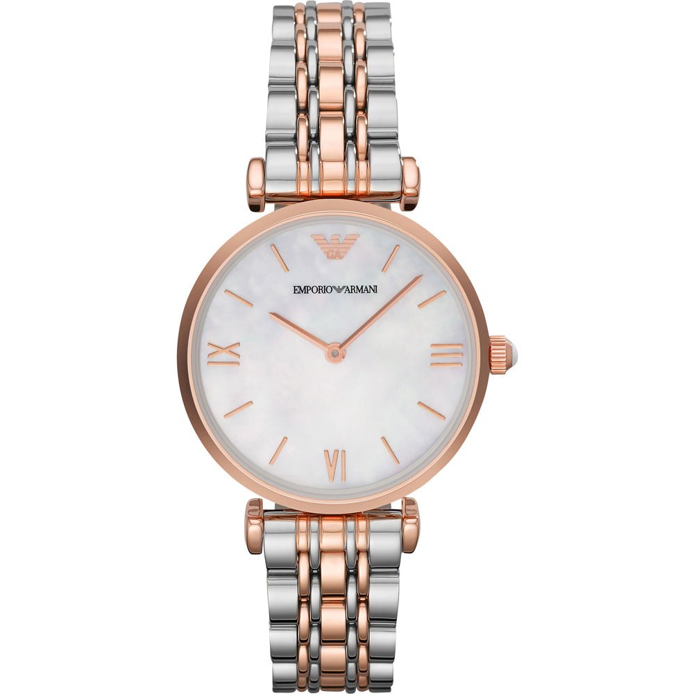 Emporio Armani AR1683 Gianni T - Bar Two Tone Ladies Watch - WATCH & WATCH