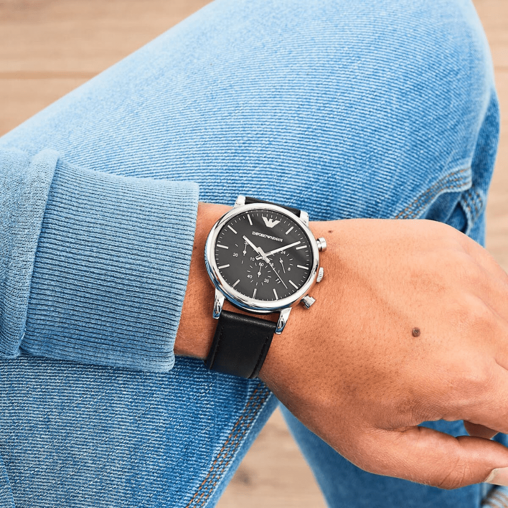 Emporio Armani AR1828 Black Dial Men's Watch - WATCH & WATCH