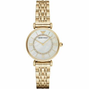 Emporio Armani AR1907 Motherof Pearl Dial Gold - Tone Stainless Steel Ladies Watch - WATCH & WATCH