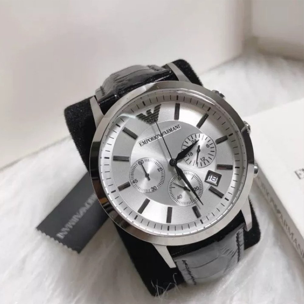 Emporio Armani AR2432 Men's Silver Dial Chronograph Watch - WATCH & WATCH