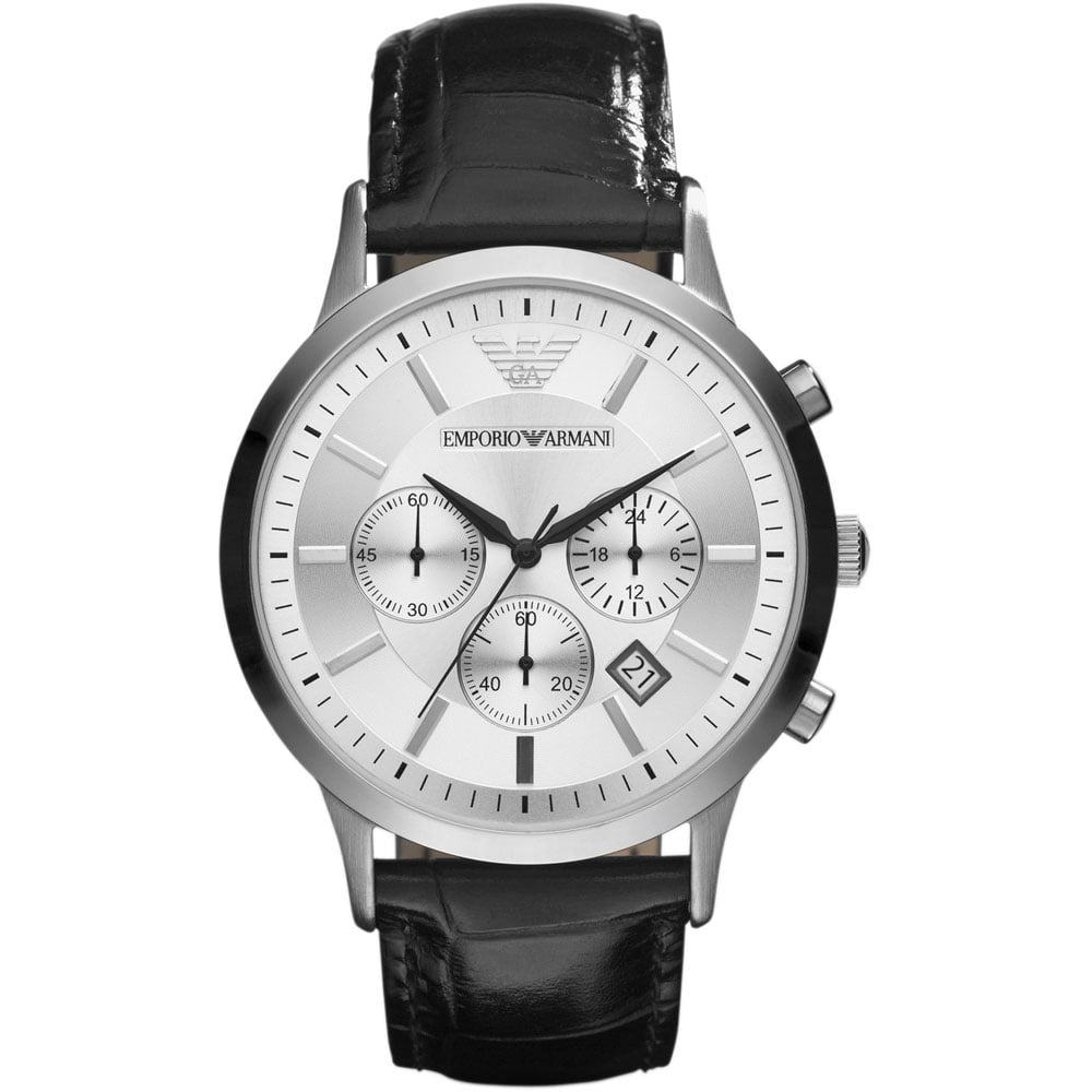 Emporio Armani AR2432 Men's Silver Dial Chronograph Watch - WATCH & WATCH