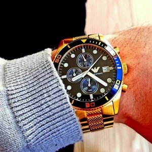 Emporio Armani AR5857 Men's Chronograph Watch Gold - WATCH & WATCH