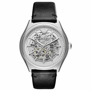 Emporio Armani AR60003 Automatic Black Leather Skeleton Men's Watch - WATCH & WATCH