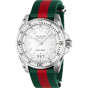 Gucci YA136207 Dive White Dial Men's Watch - WATCH & WATCH