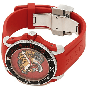 Gucci YA136315 Dive Embroidery Tiger Red Dial Men's Watch - WATCH & WATCH