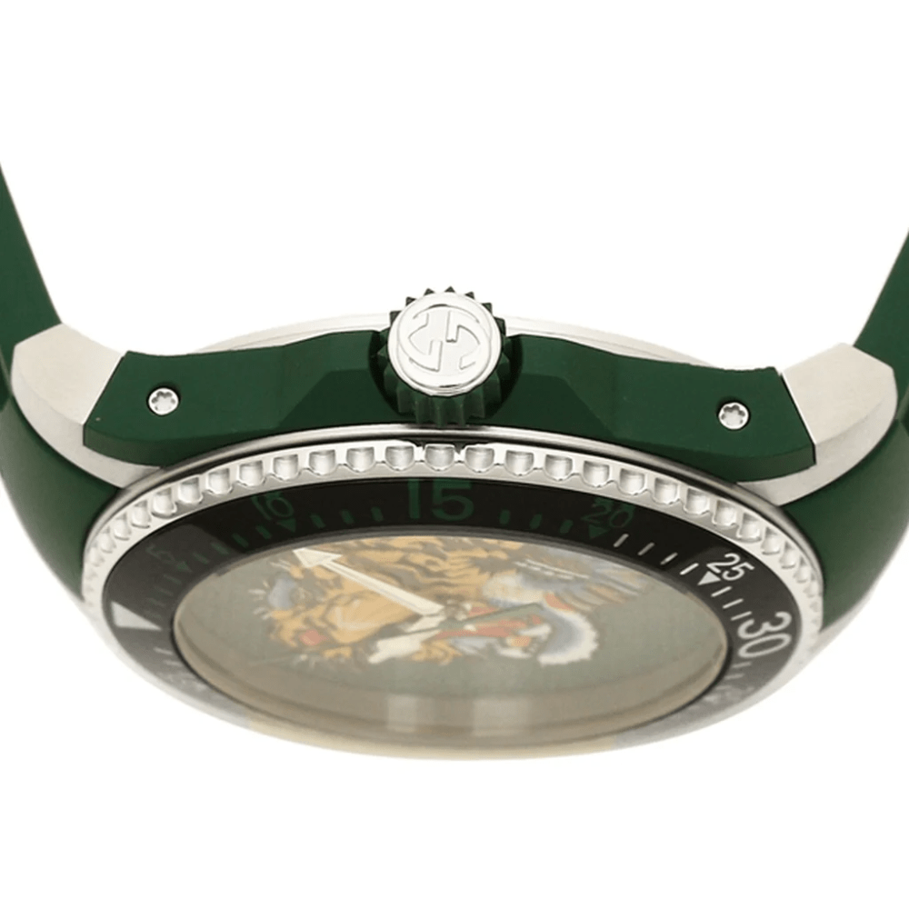 Gucci YA136316 Dive Tiger Green Dial Men's Watch - WATCH & WATCH