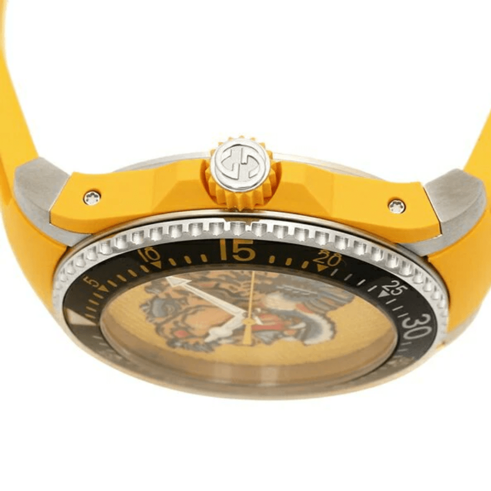 Gucci YA136317 Dive Embroidery Tiger Yellow Dial Men's Watch - WATCH & WATCH