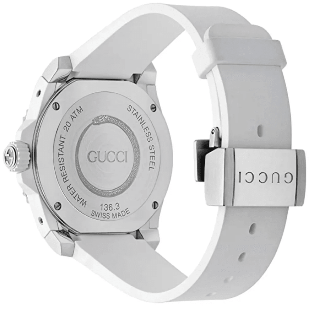 Gucci YA136330 Dive Snake Motif White Dial Men's Watch - WATCH & WATCH