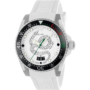 Gucci YA136330 Dive Snake Motif White Dial Men's Watch - WATCH & WATCH