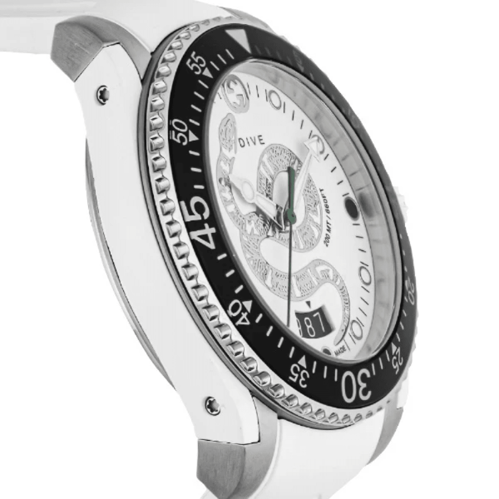 Gucci YA136330 Dive Snake Motif White Dial Men's Watch - WATCH & WATCH