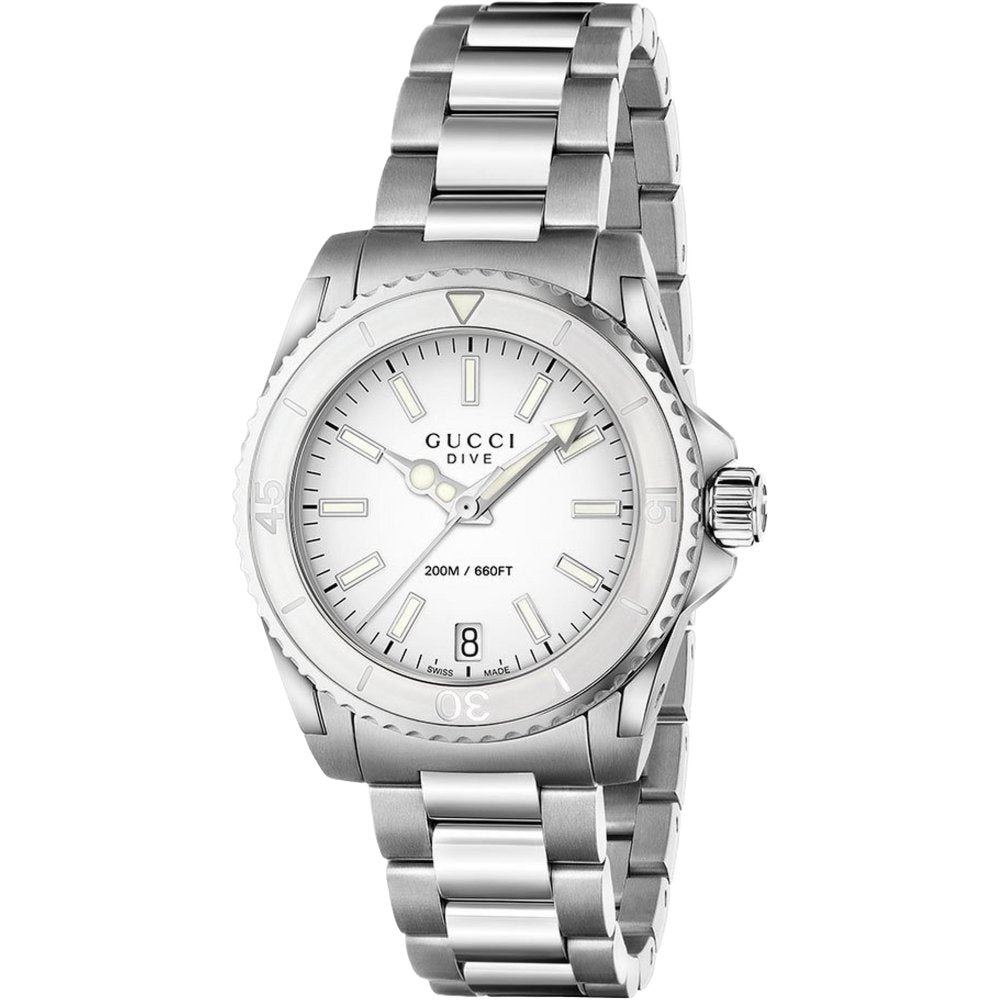 Gucci YA136402 Dive White Dial Unisex Watch - WATCH & WATCH