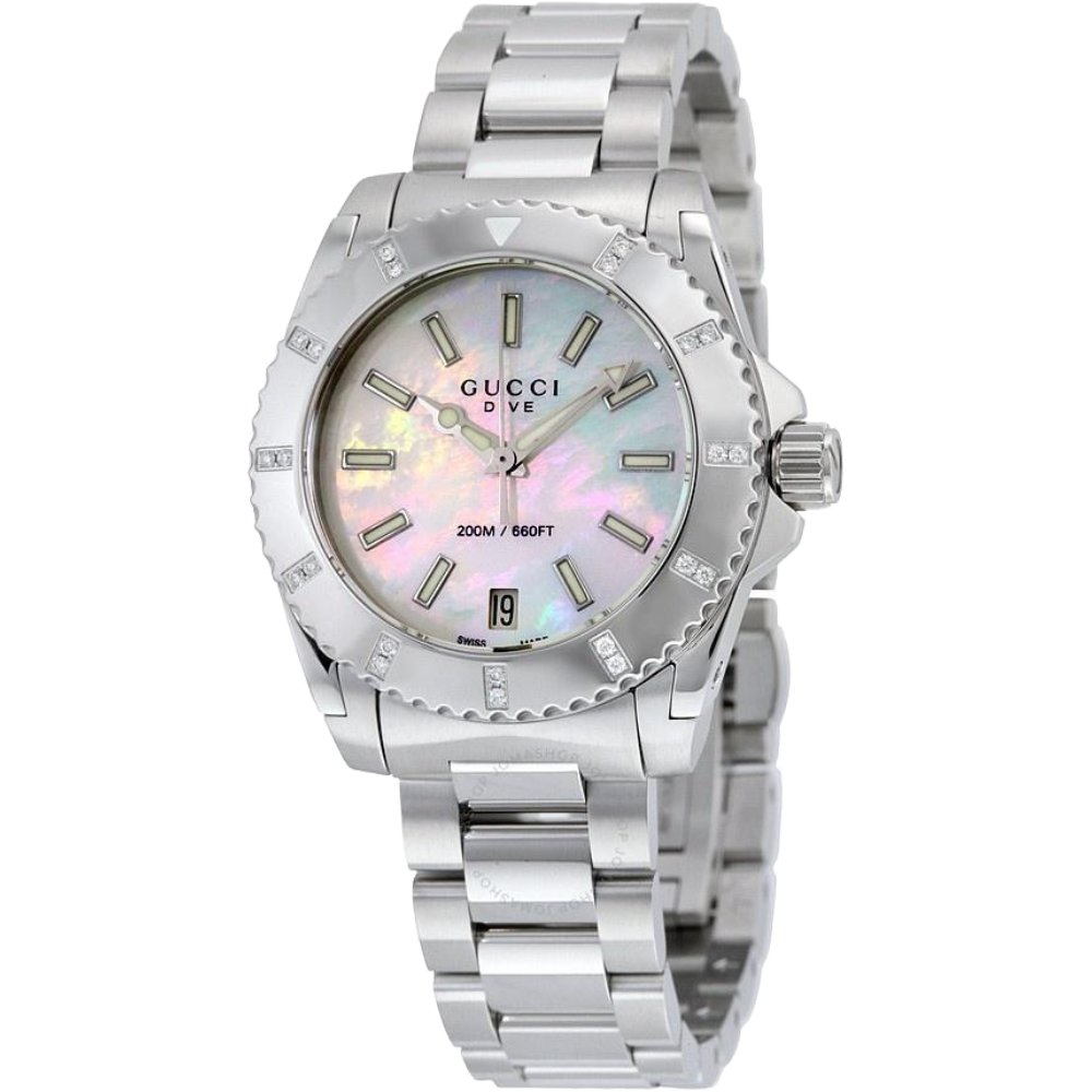 Gucci YA136405 Dive Mother of Pearl Dial Ladies Watch - WATCH & WATCH