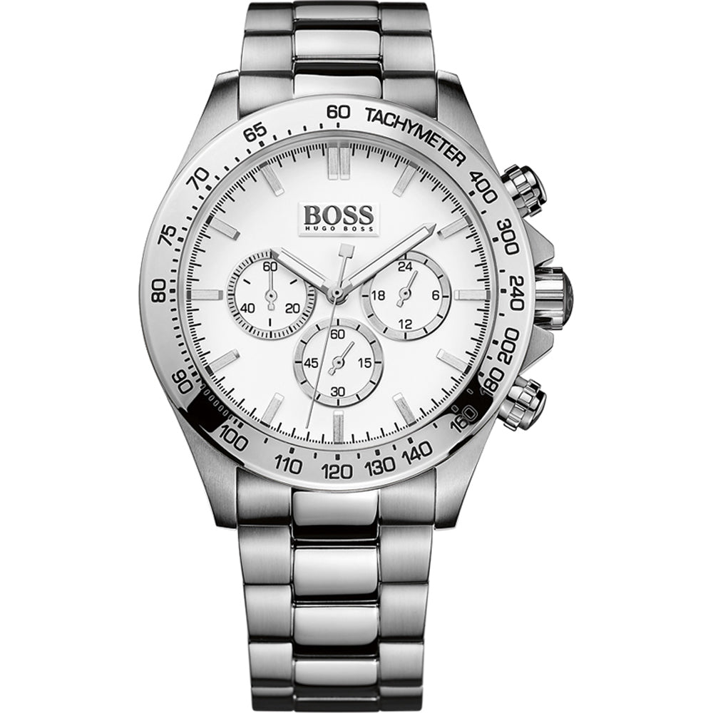 Hugo Boss 1512962 Ikon Mens Silver Dial Chronograph Watch + Gift Bag - WATCH & WATCH™