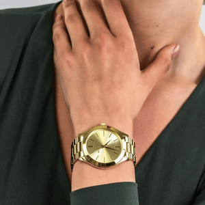 Michael Kors MK3179 Slim Runway Gold Dial Ladies Watch - WATCH & WATCH