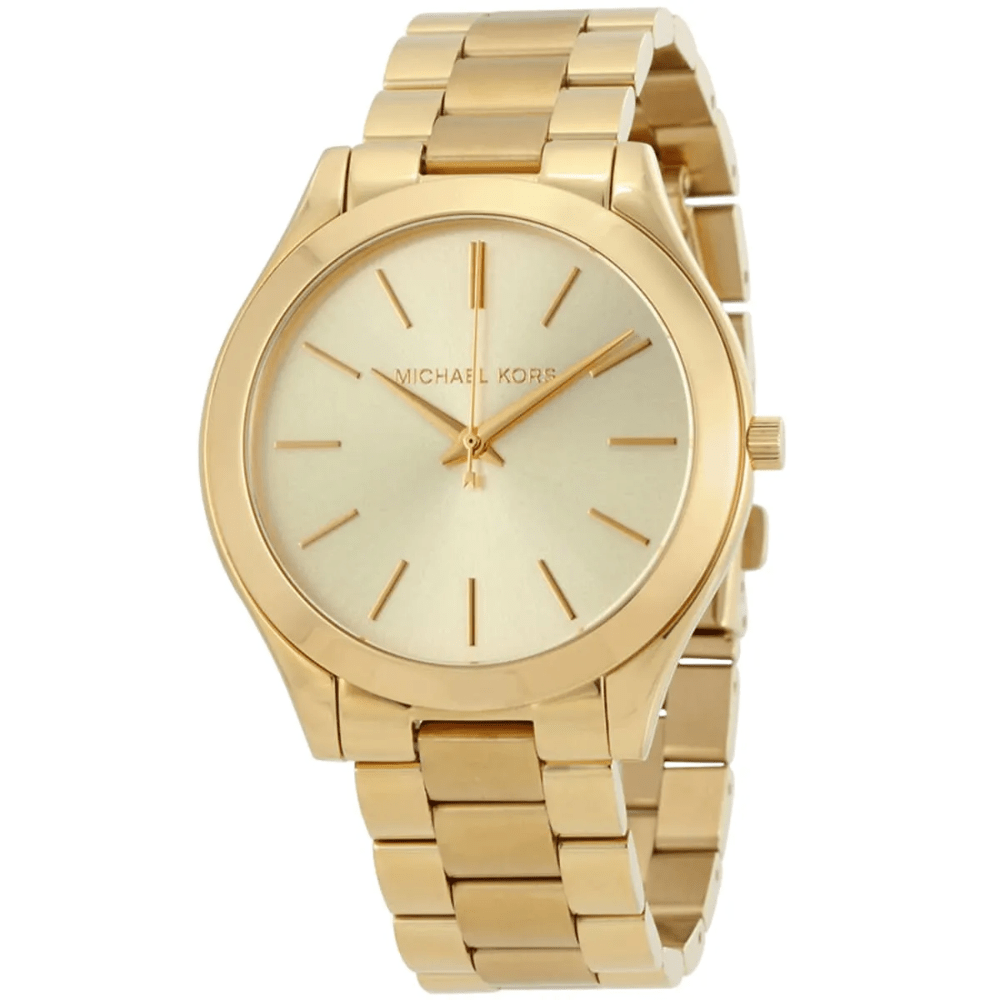 Michael Kors MK3179 Slim Runway Gold Dial Ladies Watch - WATCH & WATCH