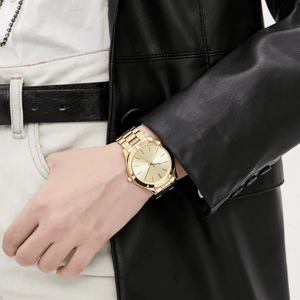 Michael Kors MK3179 Slim Runway Gold Dial Ladies Watch - WATCH & WATCH