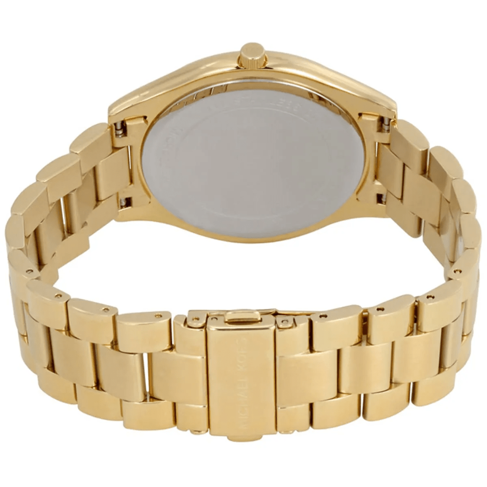 Michael Kors MK3179 Slim Runway Gold Dial Ladies Watch - WATCH & WATCH