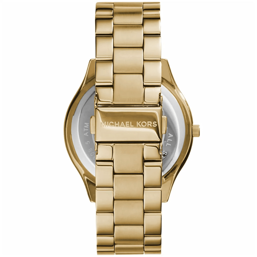 Michael Kors MK3179 Slim Runway Gold Dial Ladies Watch - WATCH & WATCH