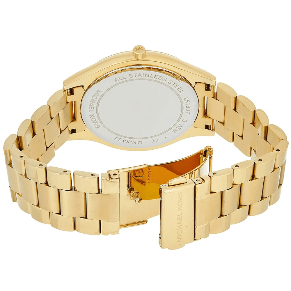Michael Kors MK3435 Slim Runway Green Dial Gold - Tone Ladies Watch - WATCH & WATCH