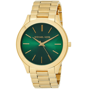 Michael Kors MK3435 Slim Runway Green Dial Gold - Tone Ladies Watch - WATCH & WATCH