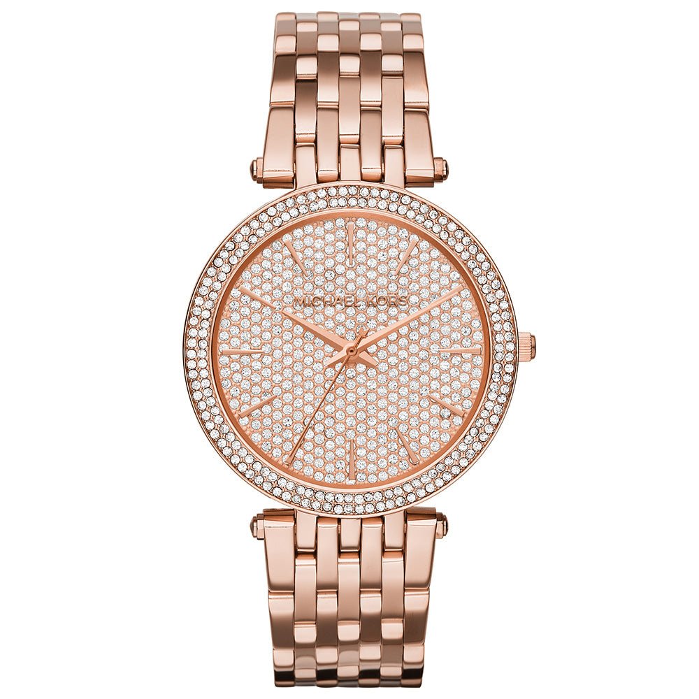 Michael Kors MK3439 Ladies Watch Darci Rose Gold Pave - WATCH & WATCH