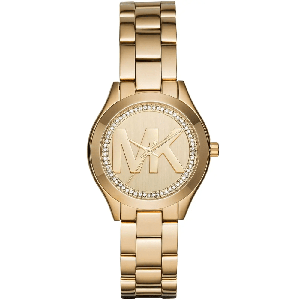 Michael Kors MK3477 Slim Runway Gold Dial Ladies Watch - WATCH & WATCH