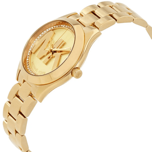 Michael Kors MK3477 Slim Runway Gold Dial Ladies Watch - WATCH & WATCH