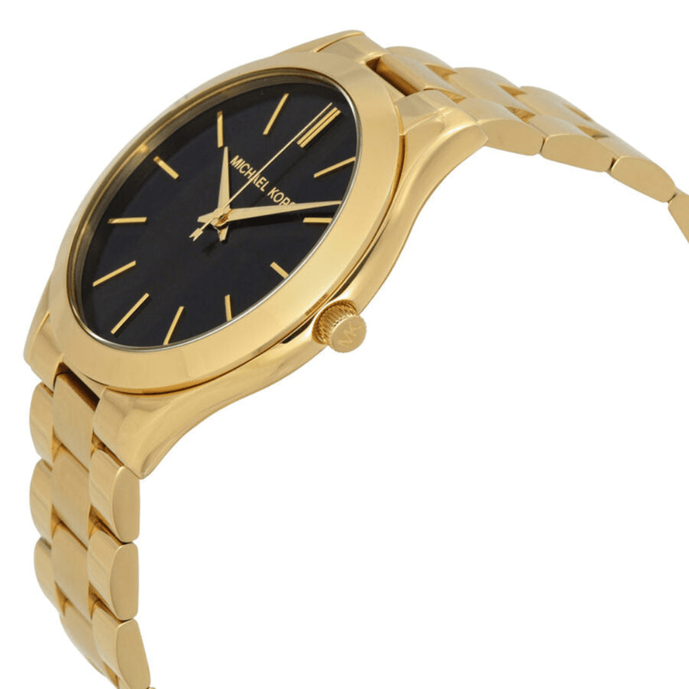 Michael Kors MK3478 Slim Runway Black Dial Gold - tone Ladies Watch - WATCH & WATCH