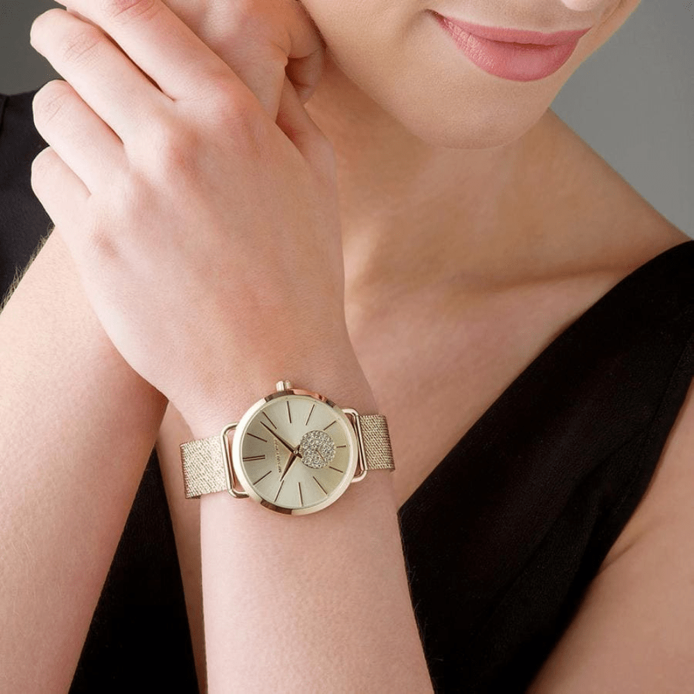 Michael Kors MK3844 Portia Gold Dial Ladies Watch - WATCH & WATCH