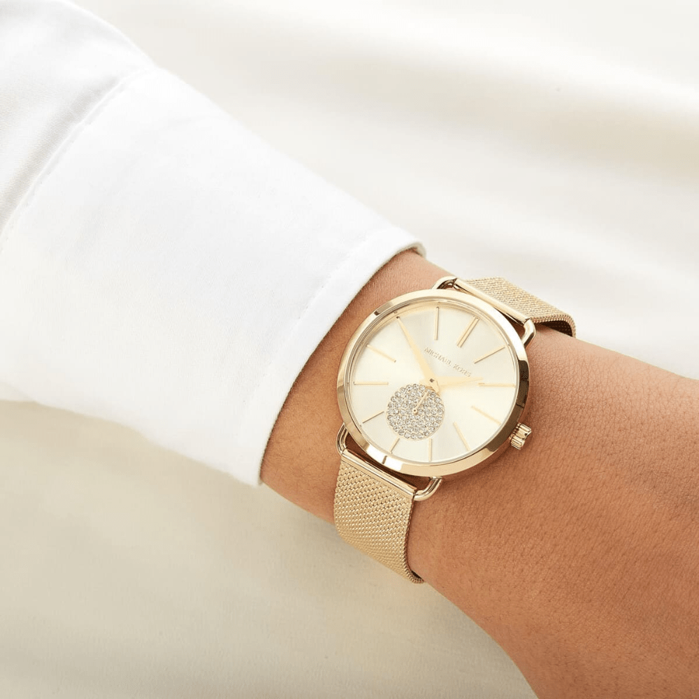 Michael Kors MK3844 Portia Gold Dial Ladies Watch - WATCH & WATCH