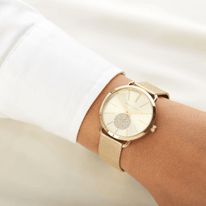 Michael Kors MK3844 Portia Gold Dial Ladies Watch - WATCH & WATCH