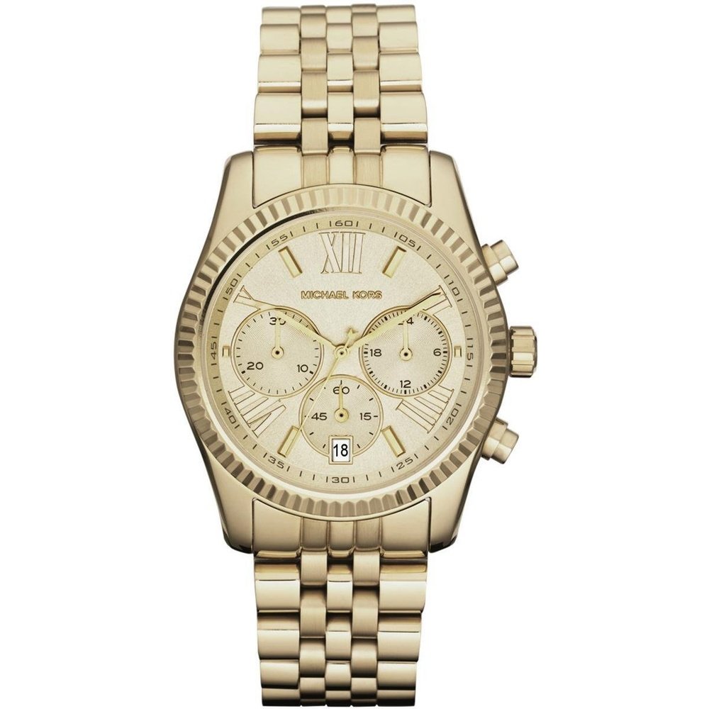 Michael Kors MK5556 Lexington Chronograph Champagne Dial Gold Pvd Ladies Watch - WATCH & WATCH