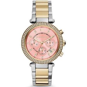 Michael Kors MK6140 Parker Chronograph Pink Dial Two - tone Women's Watch - WATCH & WATCH