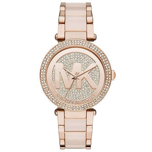 Michael Kors MK6176 Parker Crystal Pave Logo Dial Ladies 39mm Watch - WATCH & WATCH