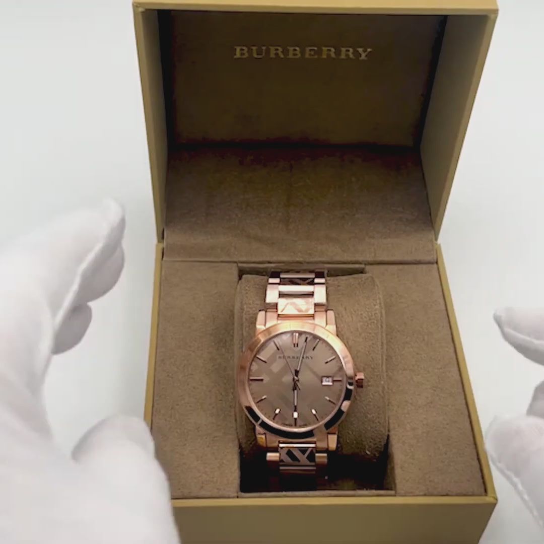 Burberry The City Rose Gold Dial Rose Gold Steel Strap Watch